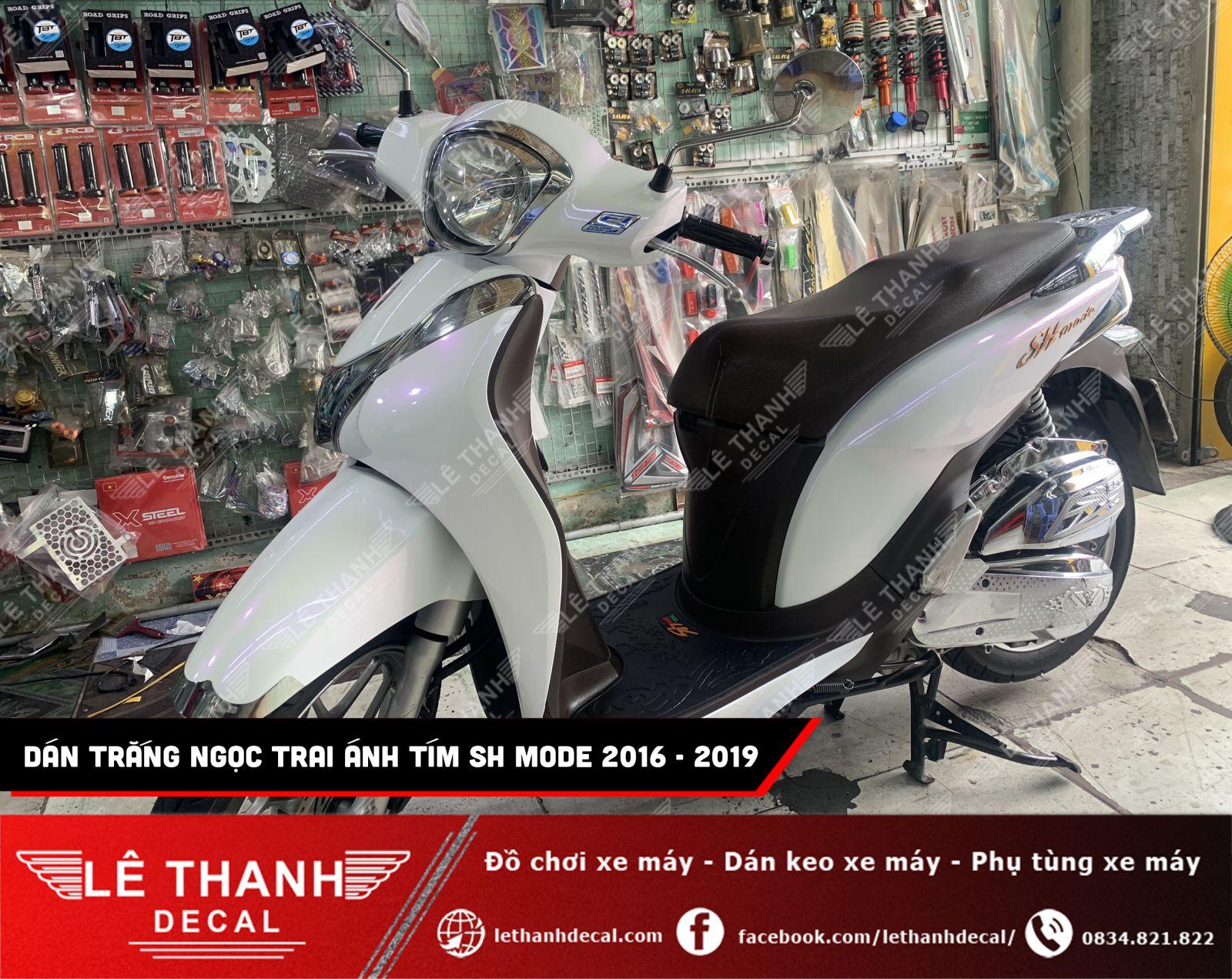 Dán decal đổi màu trắng ngọc trai ánh tím SH Mode 2016 - 2019